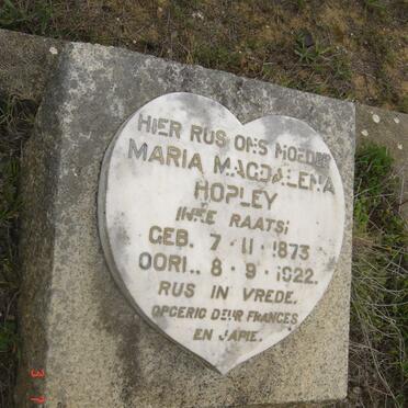 HOPLEY Maria Magdalena nee RAATS 1873-1922
