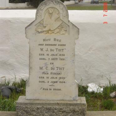 TOIT W. J., du  &amp; M.C. HUMAN 1859-1924