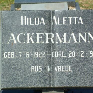 ACKERMANN Hilda Aletta 1922-1998