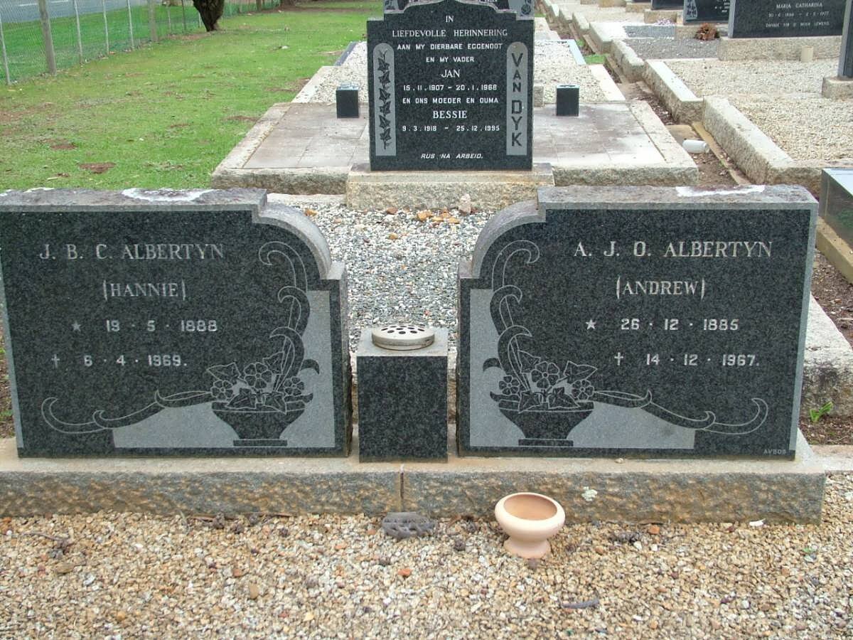 ALBERTYN A.J.O. 1885-1967 &amp; J.B.C. 1888-1969