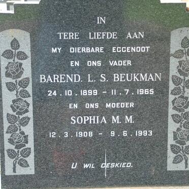 BEUKMAN Barend L.S. 1899-1965 &amp; Sophia M.M. 1908-1993