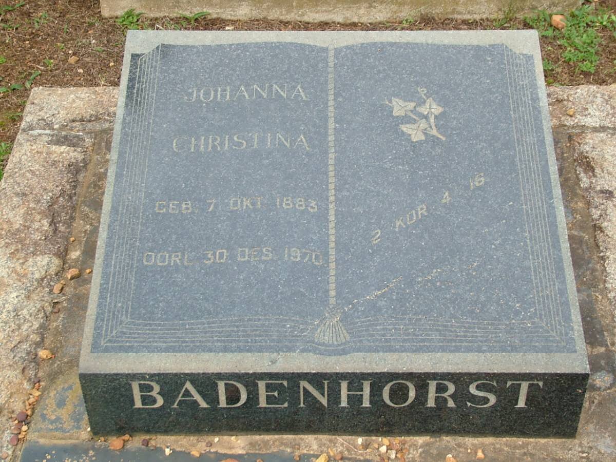 BADENHORST Johanna Christina 1883-1970