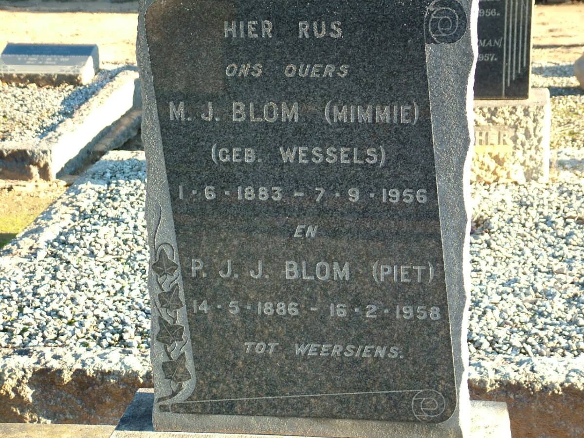 BLOM P.J.J. 1886-1958 &amp; M.J. WESSELS 1883-1956