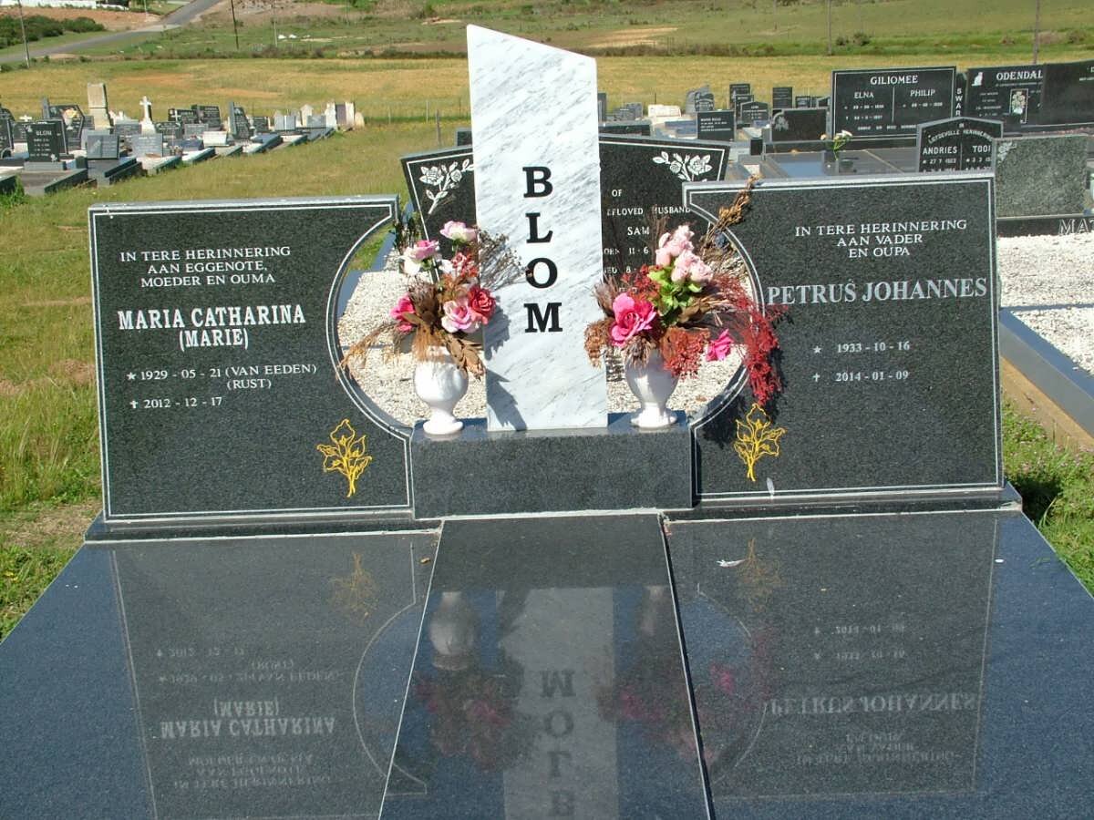 BLOM Petrus Johannes 1933-2014 &amp; Maria Catharina formerly VAN EEDEN nee RUST 1929-2012