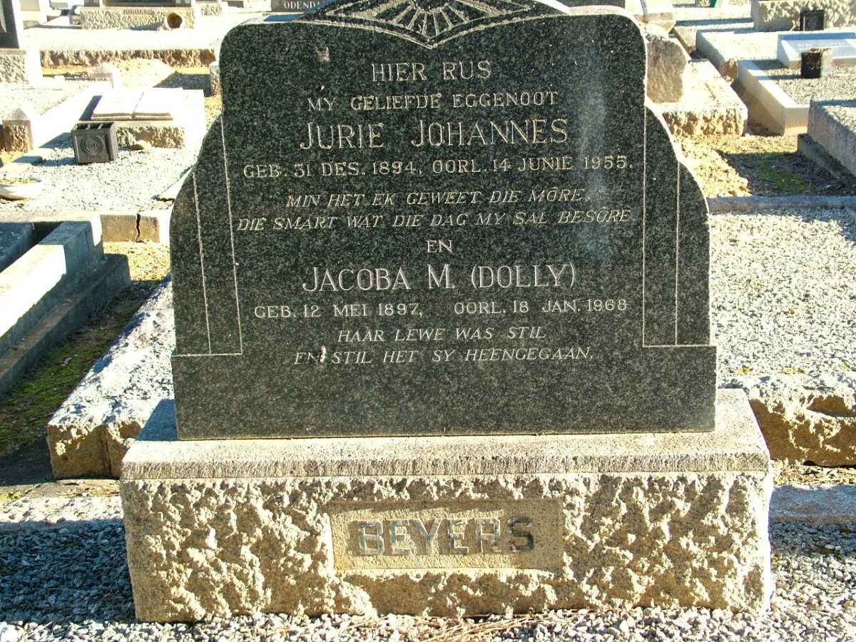 BEYERS Jurie Johannes 1894-1955 &amp; Jacoba M. 1897-1968
