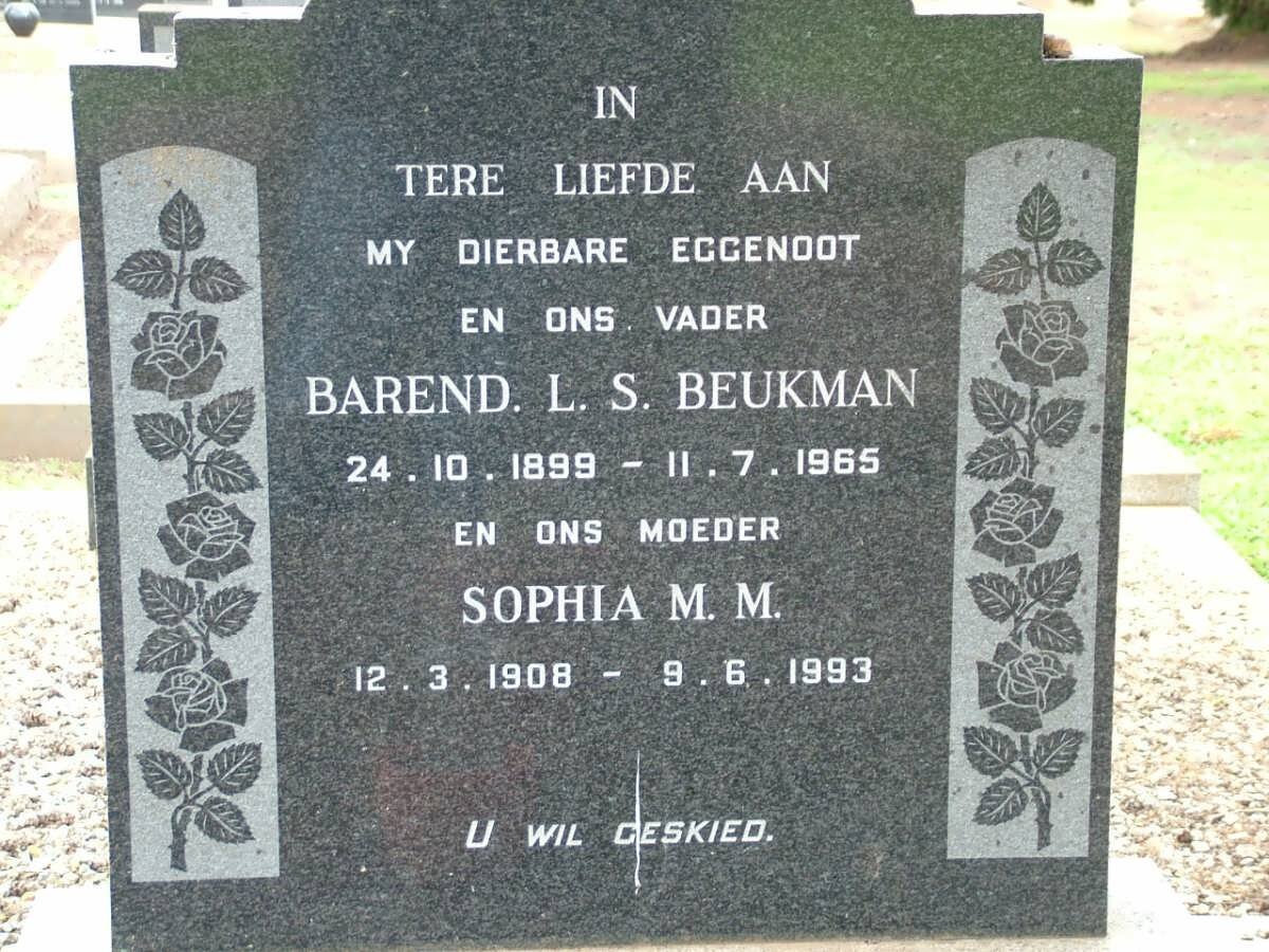 BEUKMAN Barend L.S. 1899-1965 &amp; Sophia M.M. 1908-1993