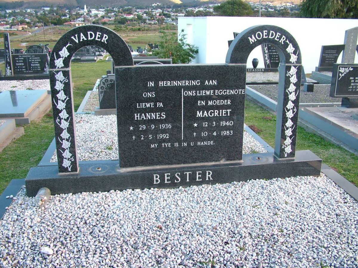 BESTER Hannes 1936-1992 &amp; Magriet 1940-1983