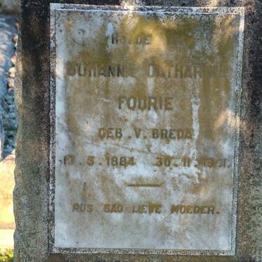 FOURIE Susanna Catharina nee V. BREDA 1884-19??