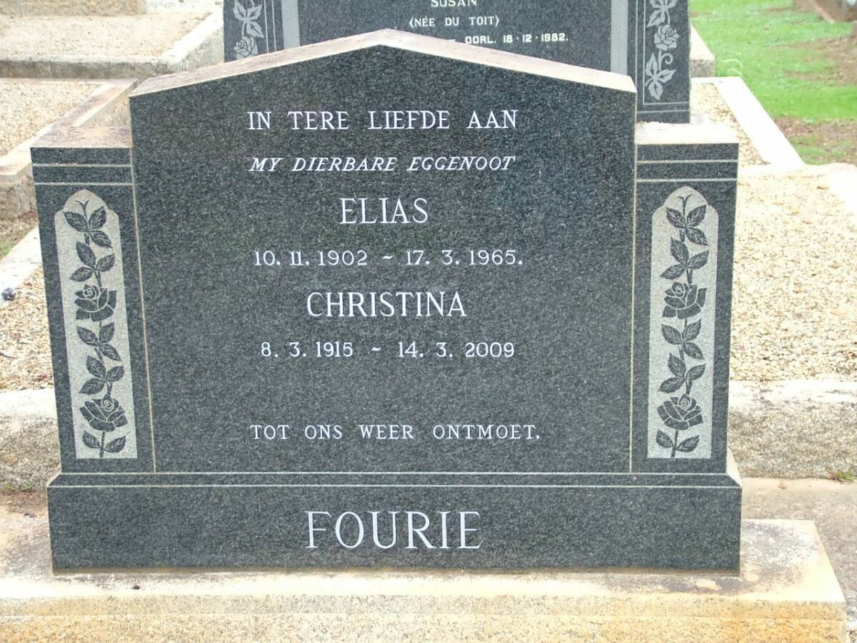 FOURIE Elias 1902-1965 &amp; Christina 1915-2009