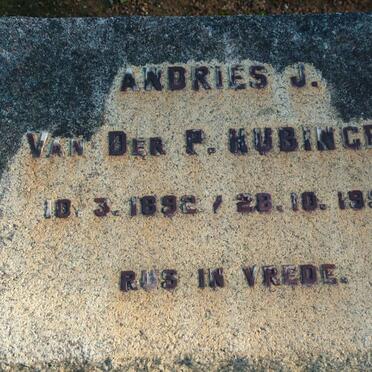 HUBINGER Andries J. Van der P. 1892-1953