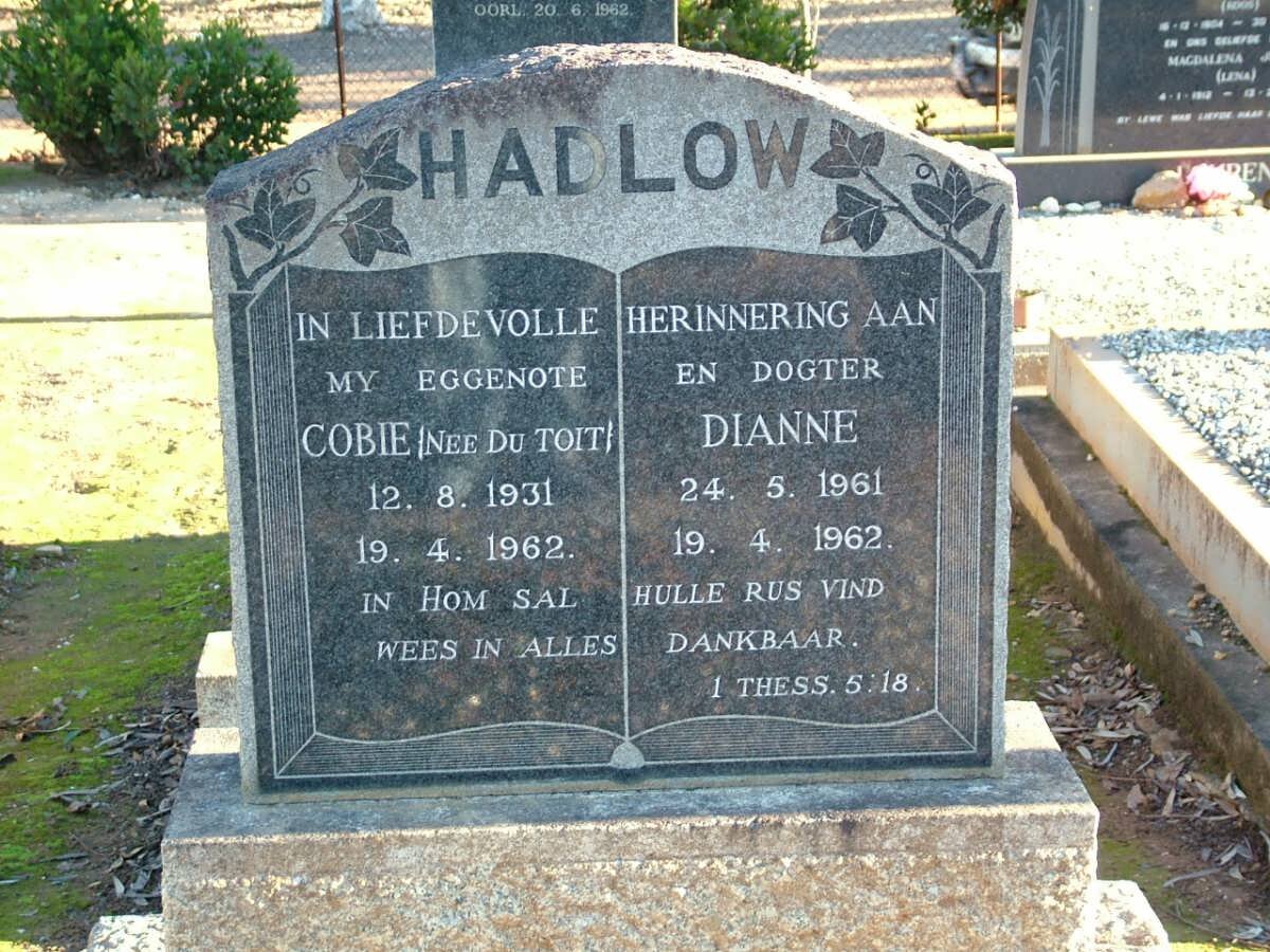 HADLOW Cobie nee DU TOIT 1931-1962 :: HADLOW Dianne 1961-1962