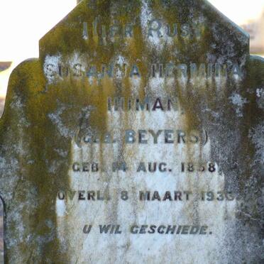 HUMAN Susanna Hermina nee BEYERS 1858-1933