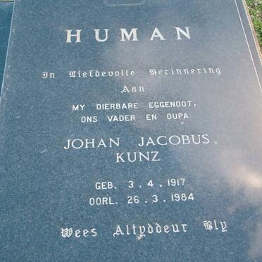 HUMAN Johan Jacobus Kunz 1917-1984