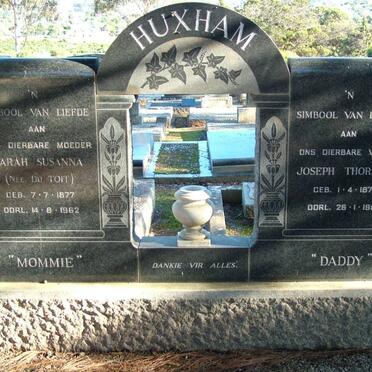 HUXHAM Joseph Thorning 1875-1950 &amp; Sarah Susanna DU TOIT 1877-1962
