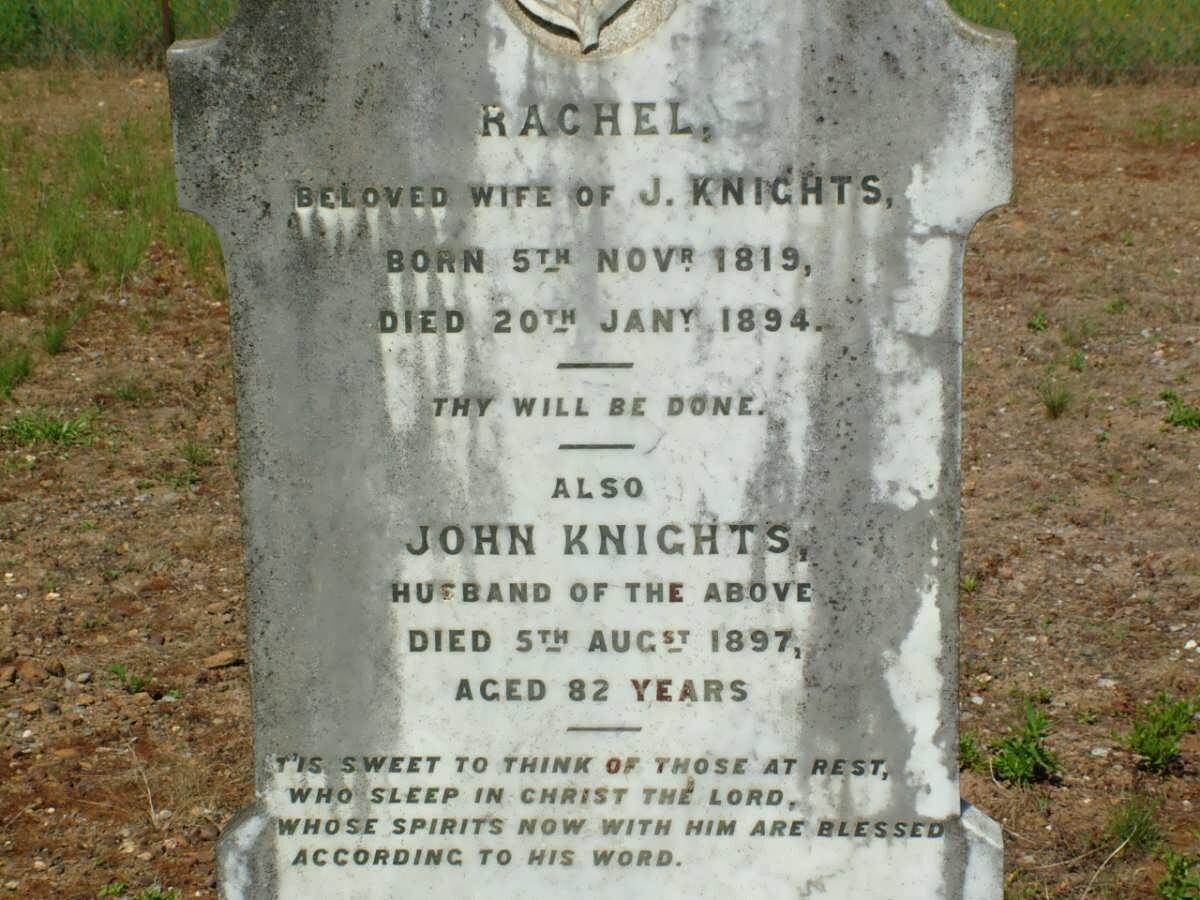 KNIGHTS John -1897 &amp; Rachel 1819-1894