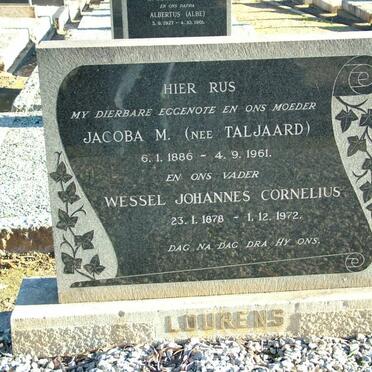 LOURENS Wessel Johannes Cornelius 1878-1972 &amp; Jacoba M. TALJAARD 1886-1961