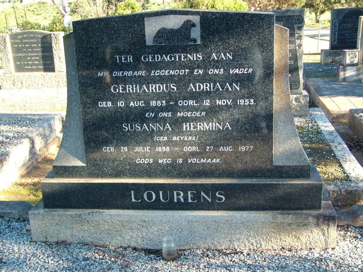 LOURENS Gerhardus Adriaan 1883-1953 &amp; Susanna Hermina BEYERS 1898-1977