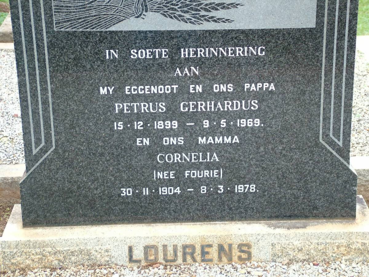 LOURENS Petrus Gerhardus 1899-1969 &amp; Cornelia FOURIE 1904-1978