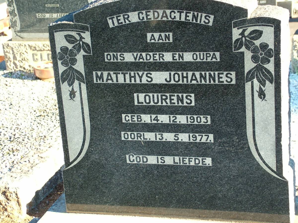LOURENS Matthys Johannes 1903-1977