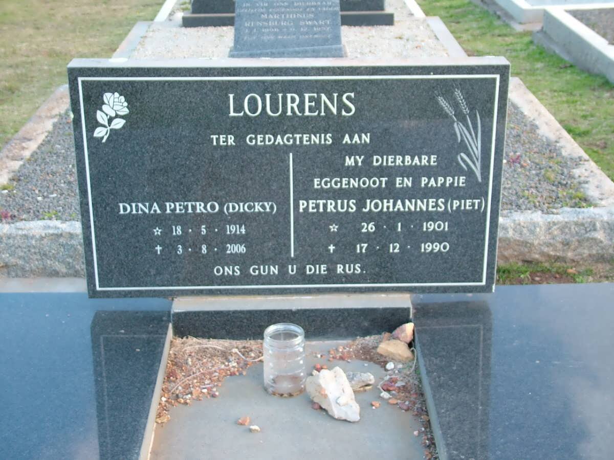 LOURENS Petrus Johannes 1901-1990 &amp; Dina Petro 1914-2006