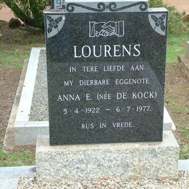 LOURENS Anna E. nee DE KOCK 1922-1977