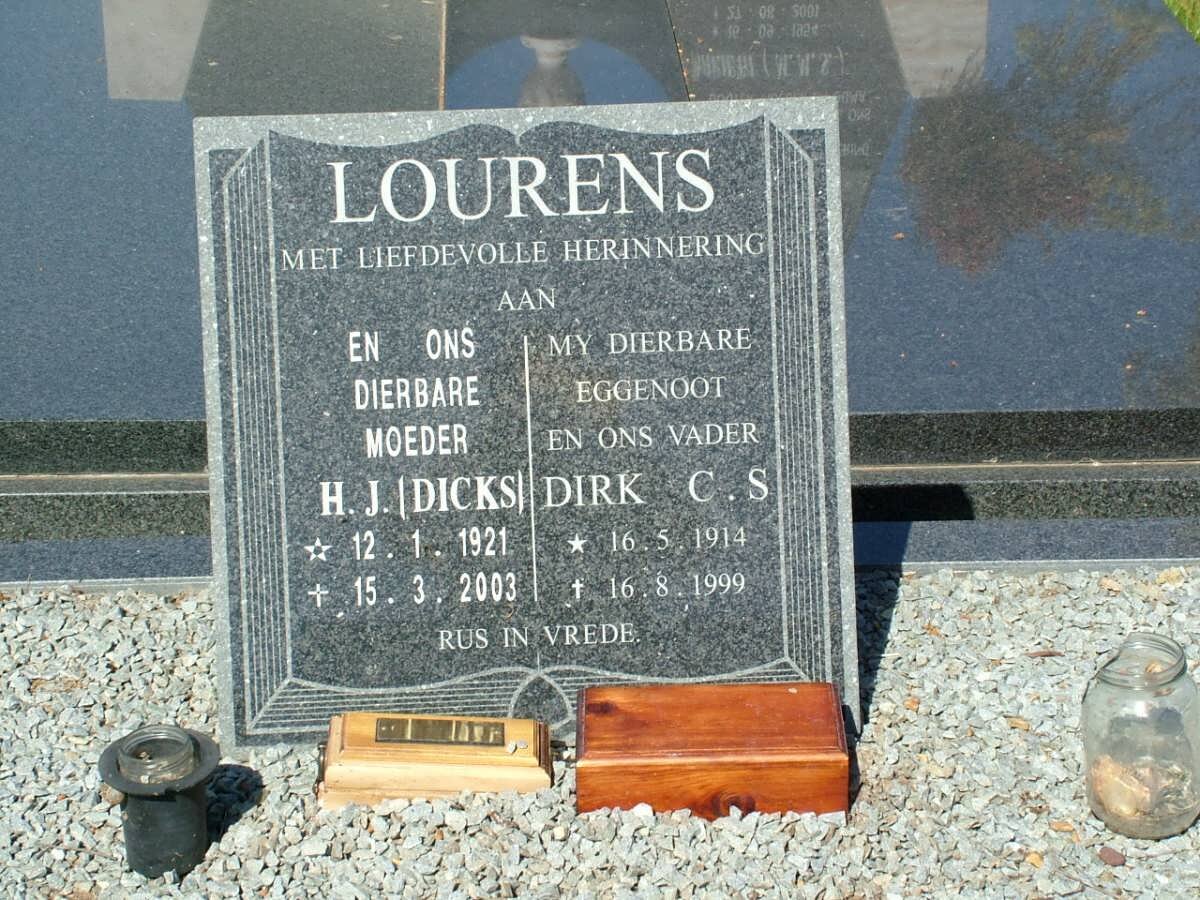 LOURENS Dirk C.S. 1914-1999 &amp; H.J. DICKS 1921-2003