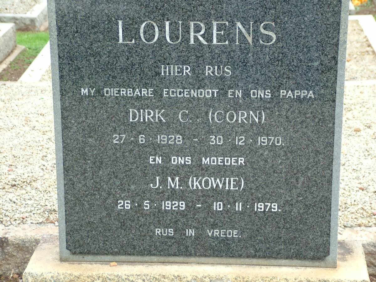 LOURENS Dirk C. 1928-1970 &amp; J.M. 1929-1979