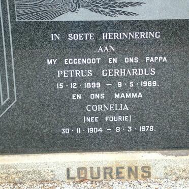 LOURENS Petrus Gerhardus 1899-1969 &amp; Cornelia FOURIE 1904-1978