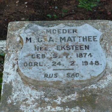 MATTHEE M.C.A. nee EKSTEEN 1874-1948