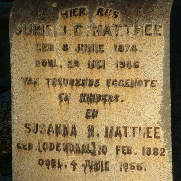 MATTHEE Jurie J.C. 1874-1946 &amp; Susanna H. ODENDAAL 1882-1966