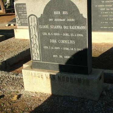 NOORDWYK Dirk Cornelius, Janse van 1885-1969 &amp; Elsabé Susanna RADEMAN 1889-1964