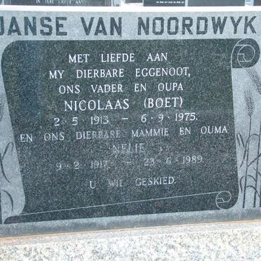 NOORDWYK Nicolaas, Janse van 1913-1975 &amp; Nelie 1917-1989