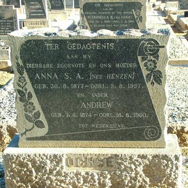 OCHSE Andrew 1874-1960 &amp; Anna S.A. HENZEN 1877-1957