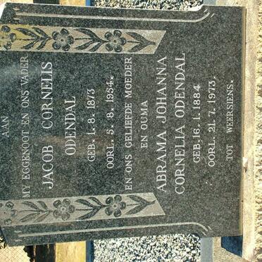 ODENDAL Jacob Cornelis 1873-1954 &amp; Abrama Johanna Cornelia 1884-1973