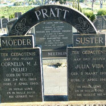 PRATT Cornelia M.J. nee DU TOIT 1868-1960 :: PRATT Julia Vida  1902-1960