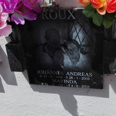 ROUX Johannes Andreas 1945-2009 &amp; Marinda 1951-2008