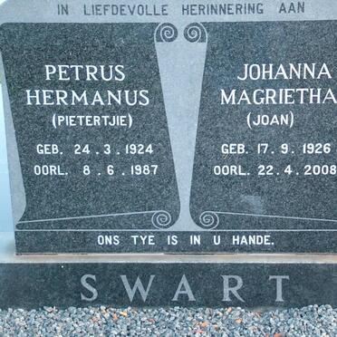 SWART Petrus Hermanus 1924-1987 &amp; Johanna Magrietha 1926-2008