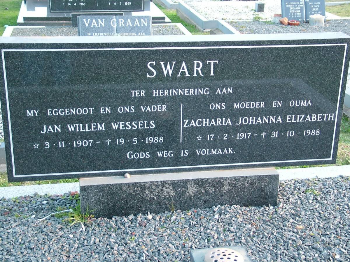 SWART Jan Willem Wessels 1907-1988 &amp; Zacharia Johanna Elizabeth 1917-1988