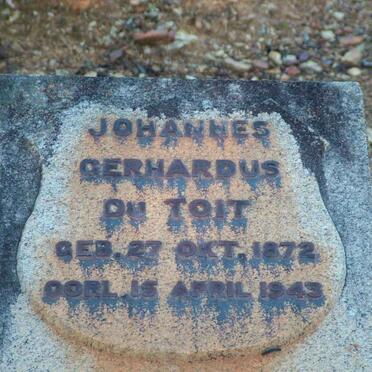 TOIT Johannes Gerhardus, du 1872-1943