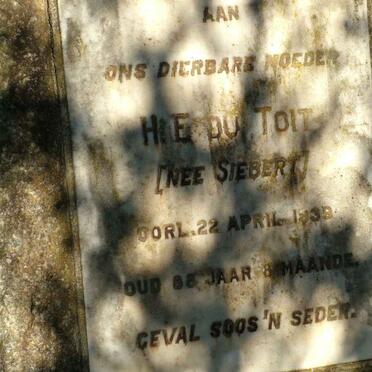 TOIT H.E., du nee SIEBERT -1939