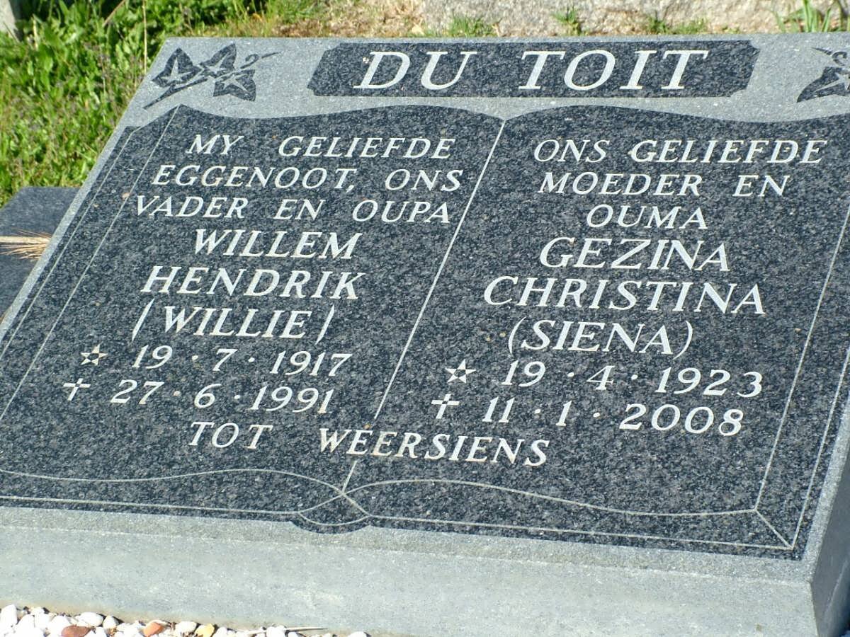 TOIT Willem Hendrik, du 1917-1991 &amp; Gezina Christina 1923-2008
