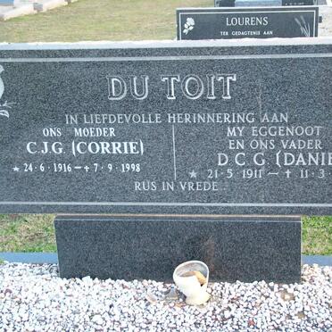 TOIT D.C.G., du 1911-1986 &amp; C.J.G. 1916-1998