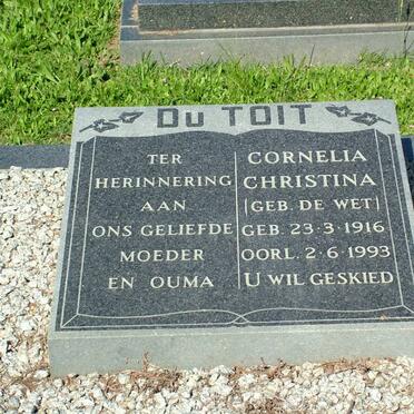 TOIT Cornelia Christina, du nee DE WET 1916-1993