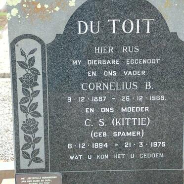 TOIT Cornelius B., du 1887-1968 &amp; C.S. SPAMER 1894-1975