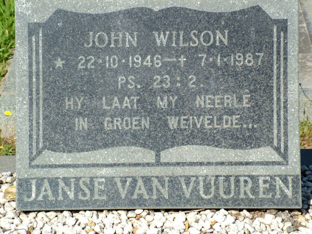 VUUREN John Wilson, Janse van 1946-1987
