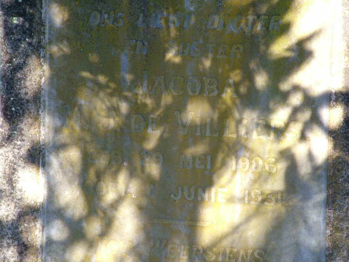 VILLIERS Jacoba M.J., de 1906-1931