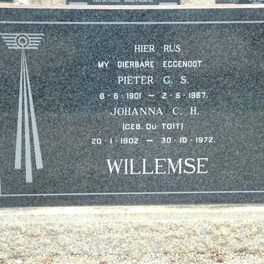 WILLEMSE Pieter G.S. 1901-1967 &amp; Johanna C.H. DU TOIT 1902-1972