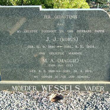 WESSELS J.J. 1890-1954 &amp; M.A. VAN ZYL 1899-1973