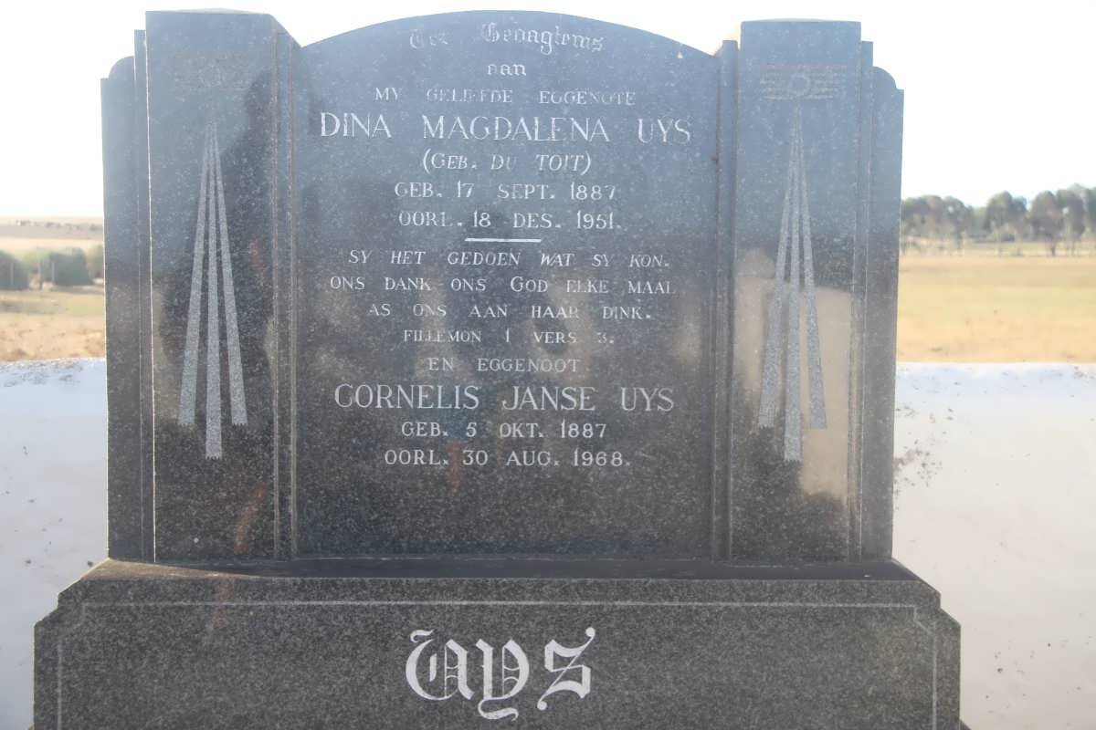 UYS Cornelis Janse 1887-1968 &amp; Dina Magdalena DU TOIT 1887-1951