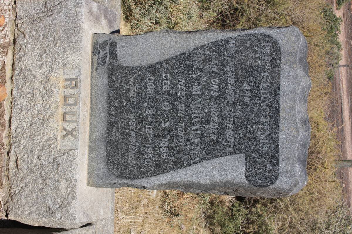 ROUX Dina Magdalena nee DU TOIT 1889-1950